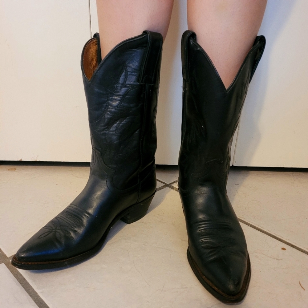 Justin Western Boots pointy 7 black
